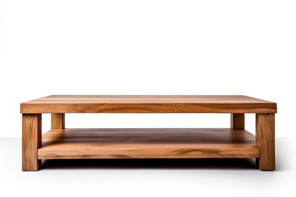 Coffee table wood furniture white background. AI generated Image by rawpixel.