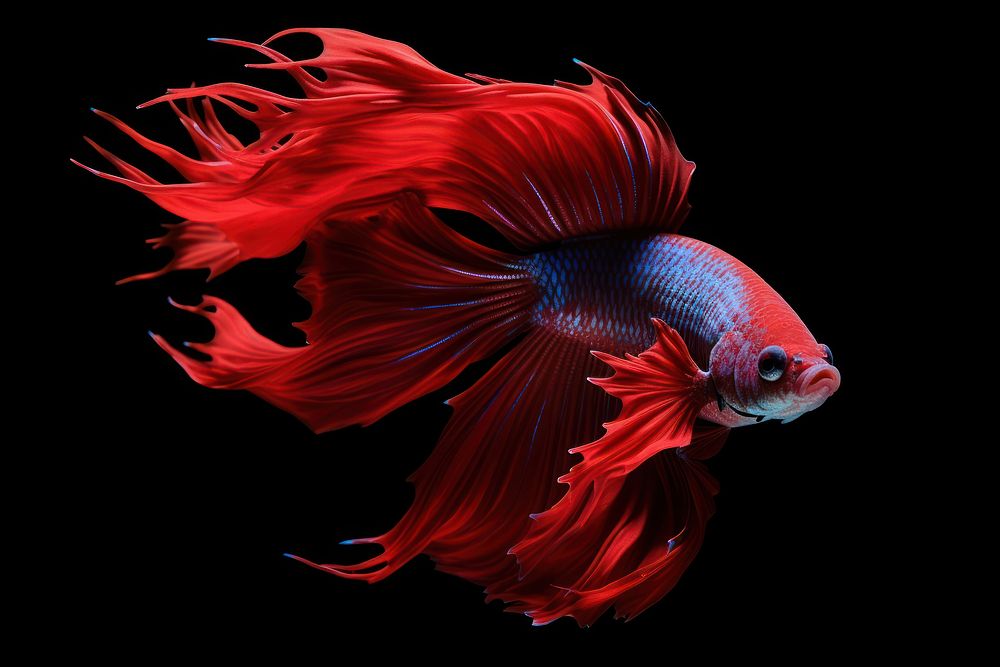 Crowntail betta fish animal black background underwater. AI generated Image by rawpixel.