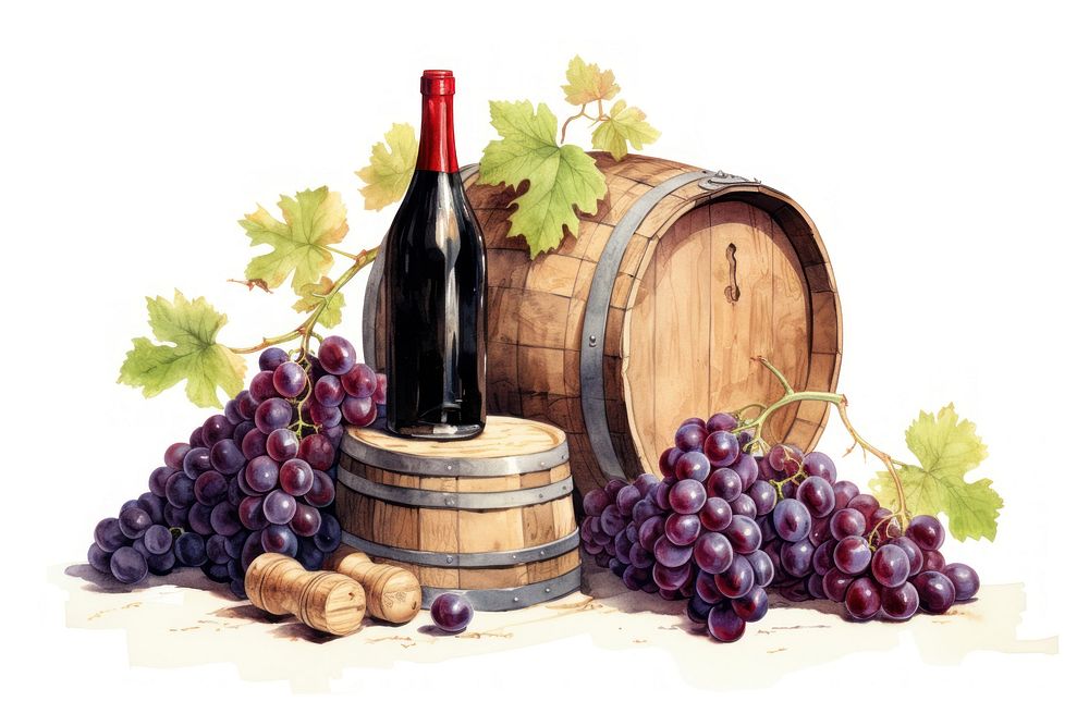 Wine vineyard barrel grape. AI generated Image by rawpixel.
