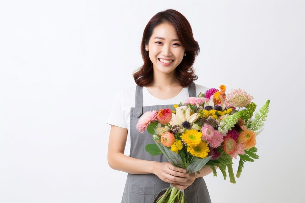 Florist portrait holding flower. AI generated Image by rawpixel.