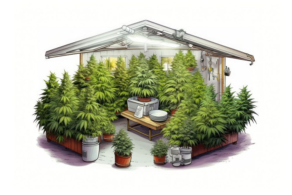 A marijuana farm architecture building plant. AI generated Image by rawpixel.
