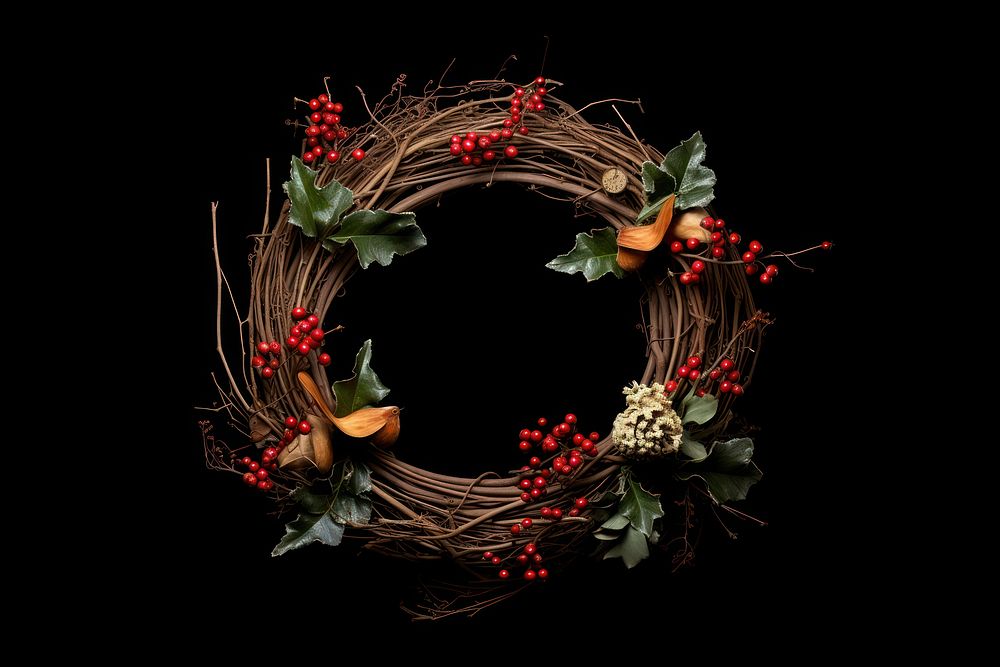 Twig christmas wreath plant celebration decoration. AI generated Image by rawpixel.
