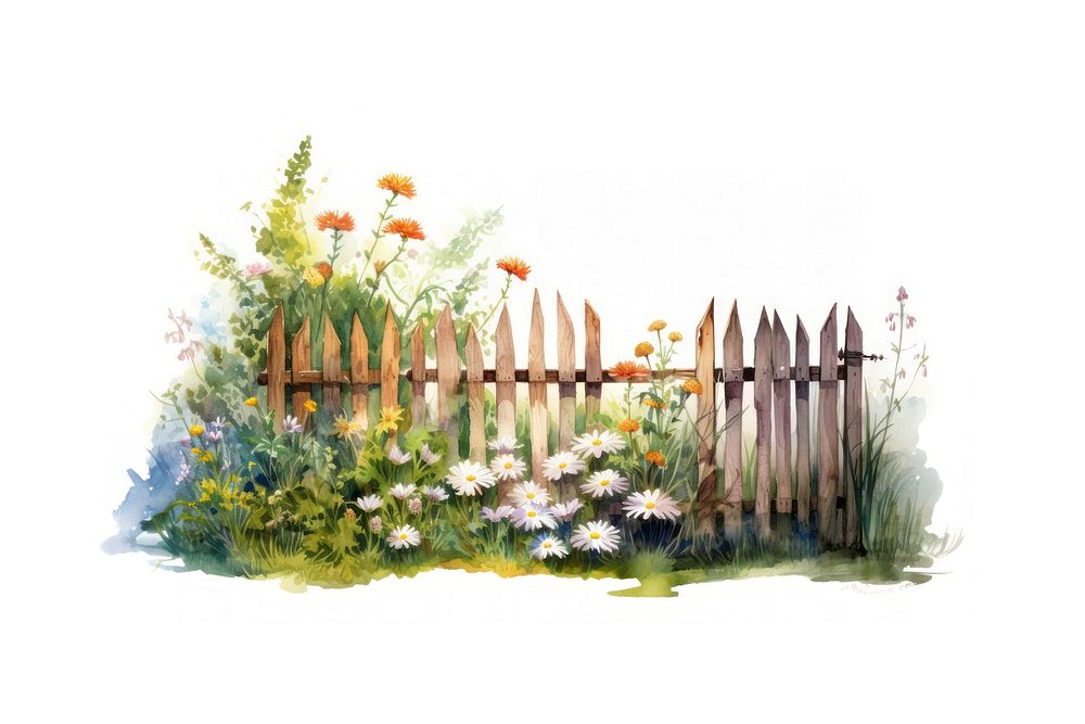 A garden fence outdoors nature white background. AI generated Image by rawpixel.