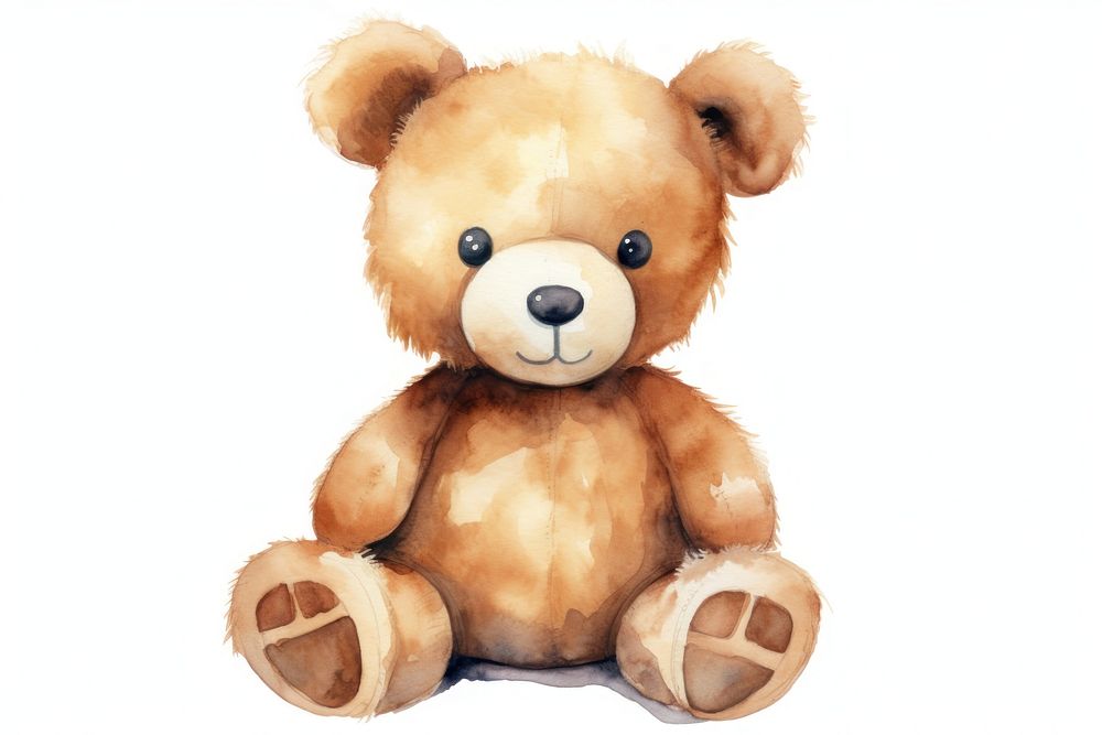Teddy bear toy plush brown white background. AI generated Image by rawpixel.