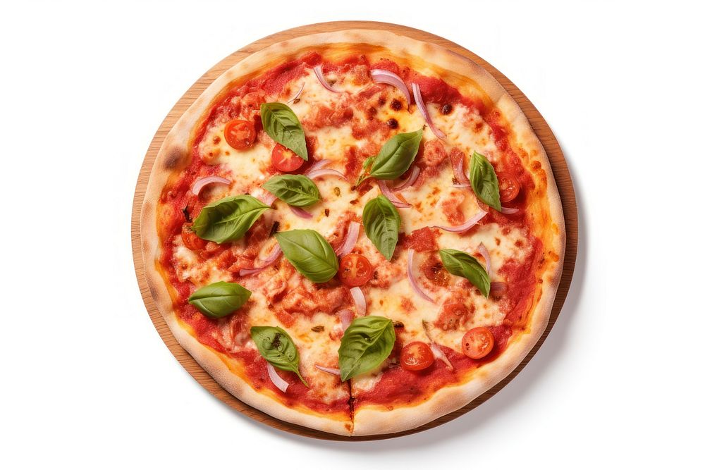 Pizza food white background mozzarella. AI generated Image by rawpixel.