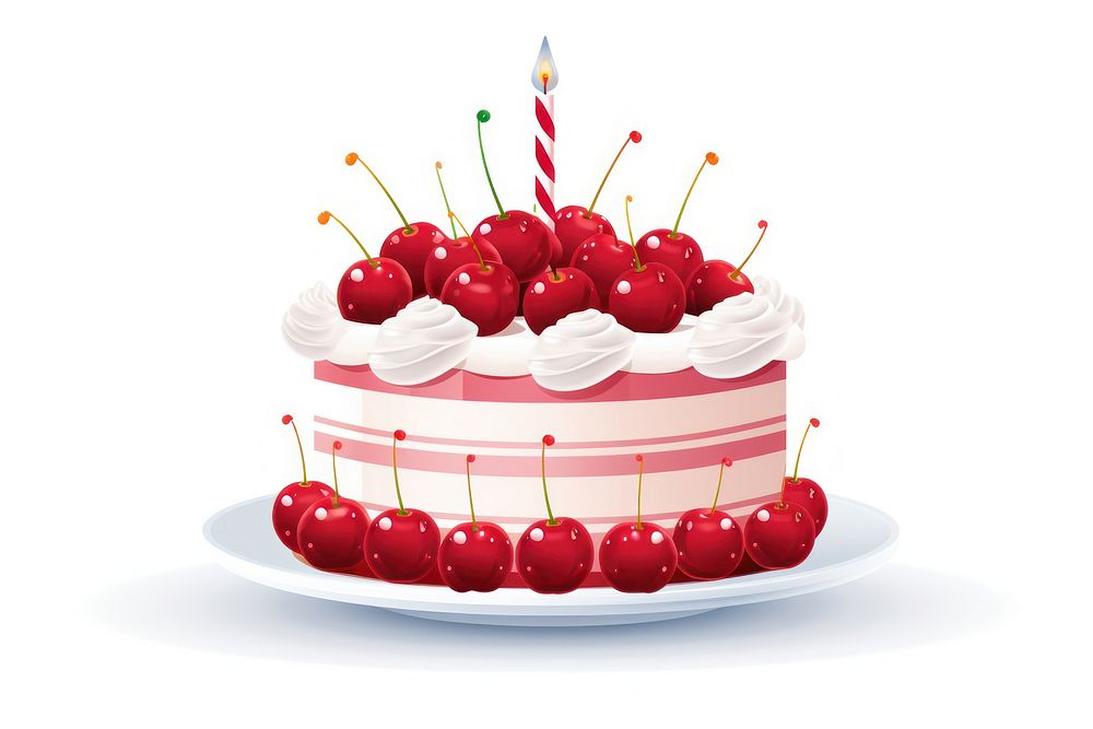 Birthday cake birthday dessert cherry. AI generated Image by rawpixel.