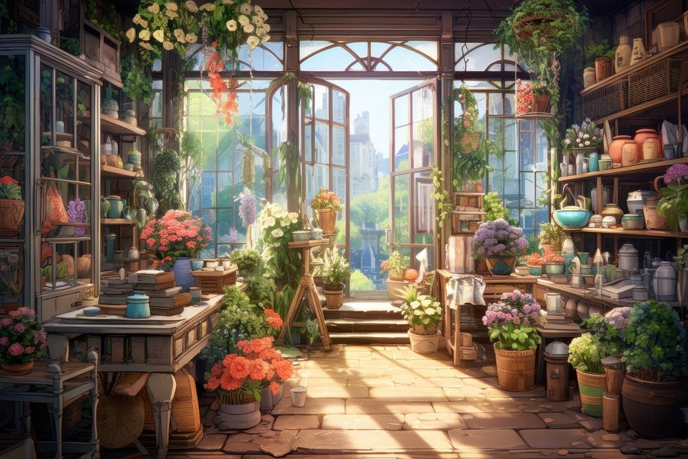 Flower shop architecture building outdoors. AI generated Image by rawpixel.