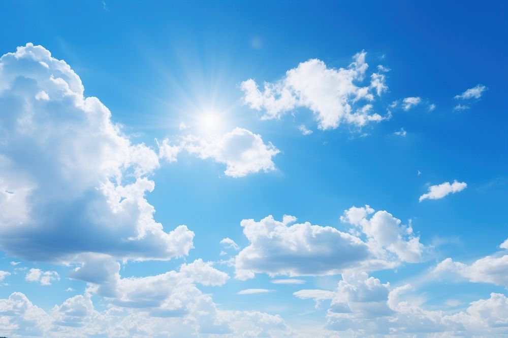Blue sky cloud sun backgrounds. AI generated Image by rawpixel.