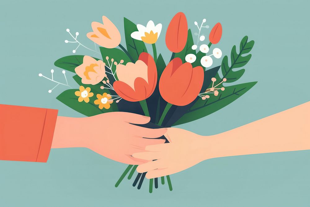 Hand cartoon flower giving. AI generated Image by rawpixel.