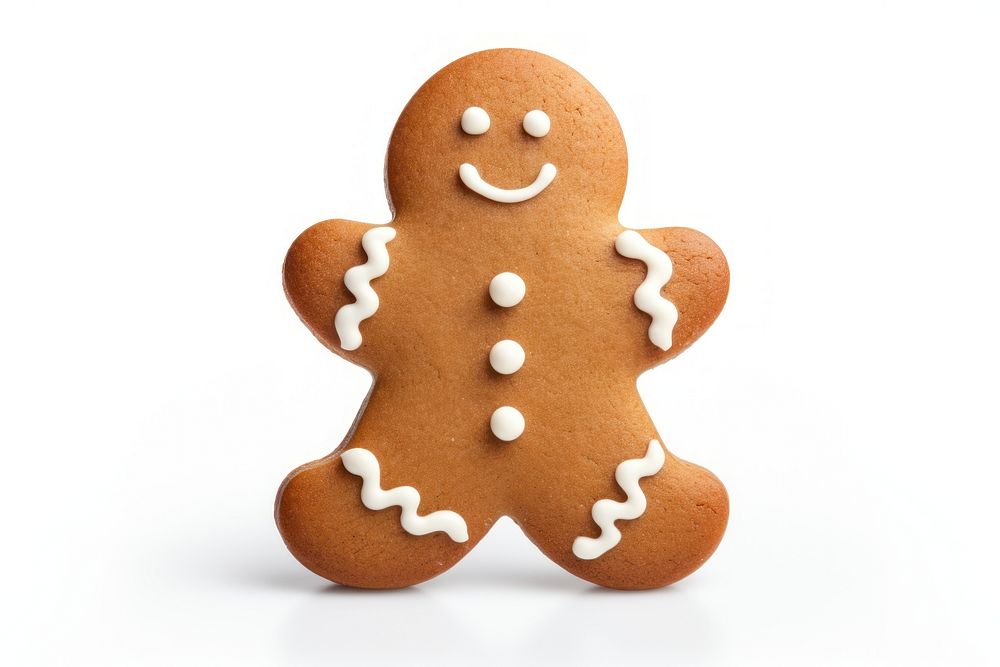 Christmas gingerbread man cookie food white background. AI generated Image by rawpixel.