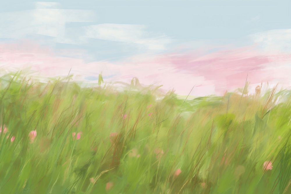 Meadow backgrounds grassland painting. AI generated Image by rawpixel.