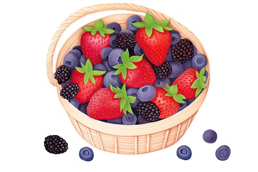 Mix berries basket strawberry blackberry blueberry raspberry fruit plant. AI generated Image by rawpixel.