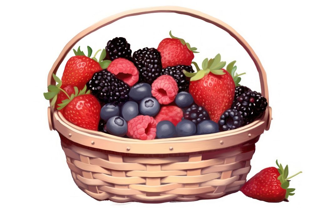 Mix berries basket strawberry blackberry blueberry raspberry fruit plant. AI generated Image by rawpixel.