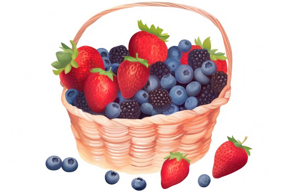 Mix berries basket strawberry blackberry blueberry raspberry fruit plant. AI generated Image by rawpixel.