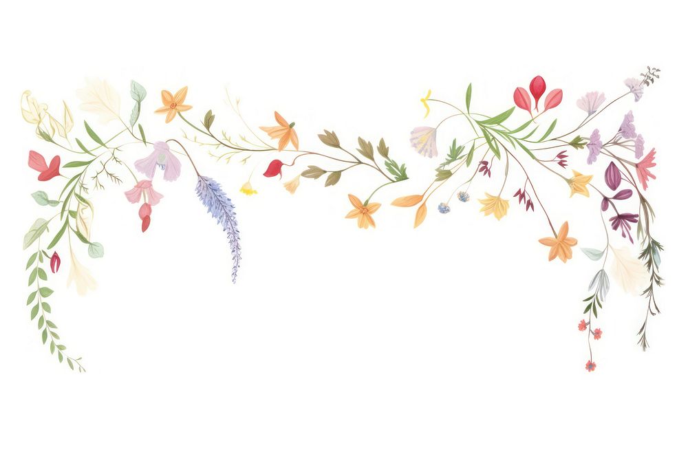 Floral border pattern drawing flower. AI generated Image by rawpixel.