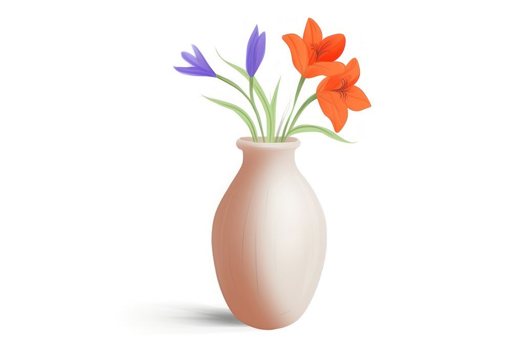 Flower vase plant white background decoration. AI generated Image by rawpixel.