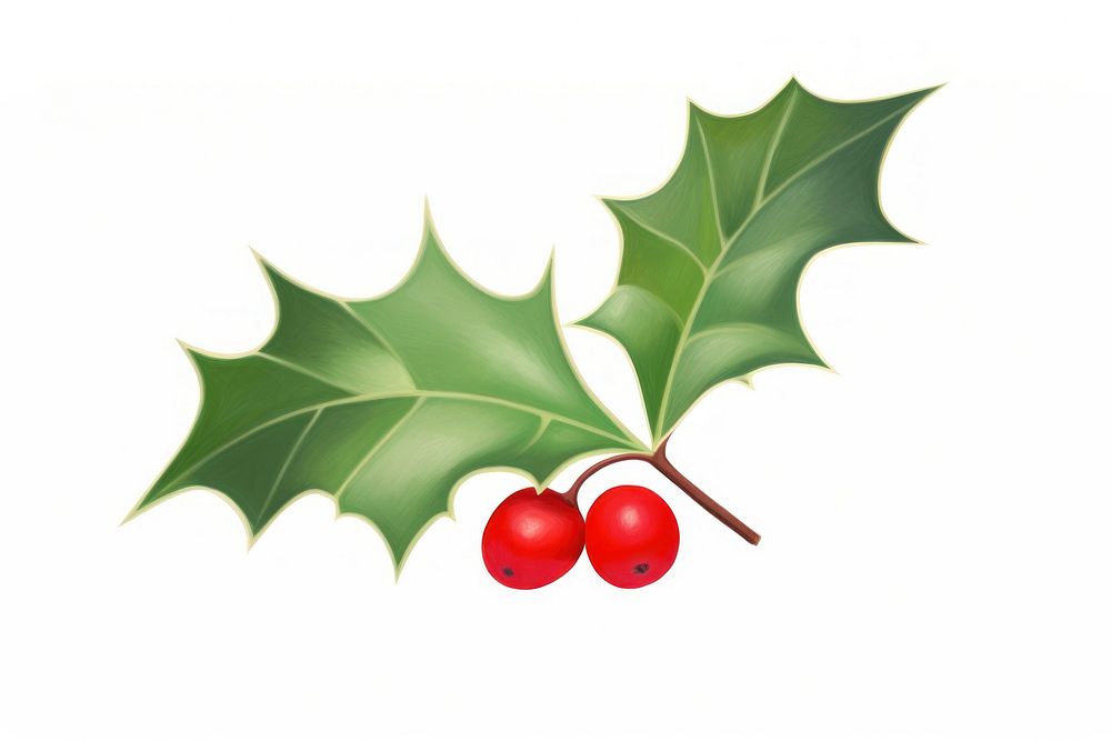 Holly cherry plant leaf ai free photo illustration rawpixel