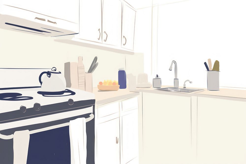 Kitchen drawing sink countertop. AI generated Image by rawpixel.