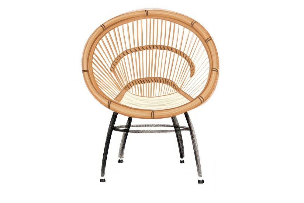 Rattan chair furniture white background architecture. AI generated Image by rawpixel.