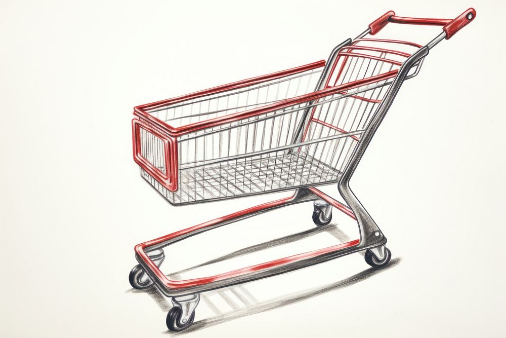 Supermarket cart white background consumerism groceries. AI generated Image by rawpixel.
