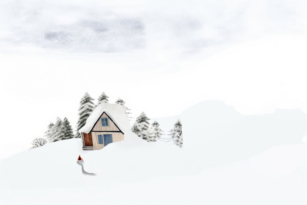 House on snowy hill. AI generated Image by rawpixel.