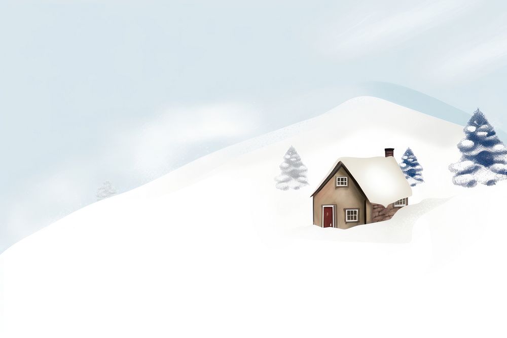 House on snowy hill. AI generated Image by rawpixel.