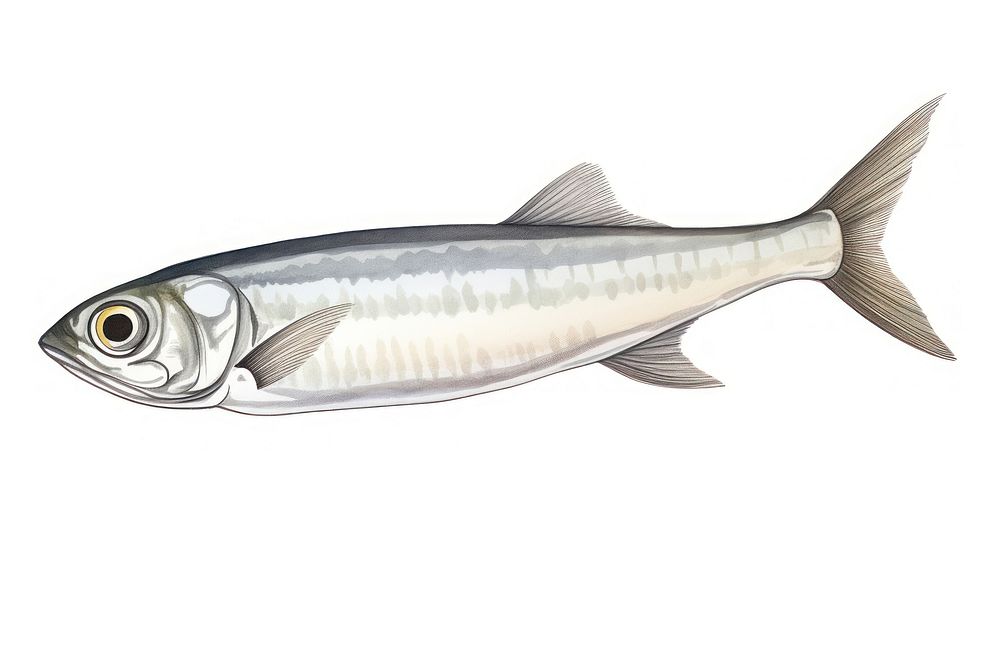 Tinned sardine fish seafood animal white background. AI generated Image by rawpixel.