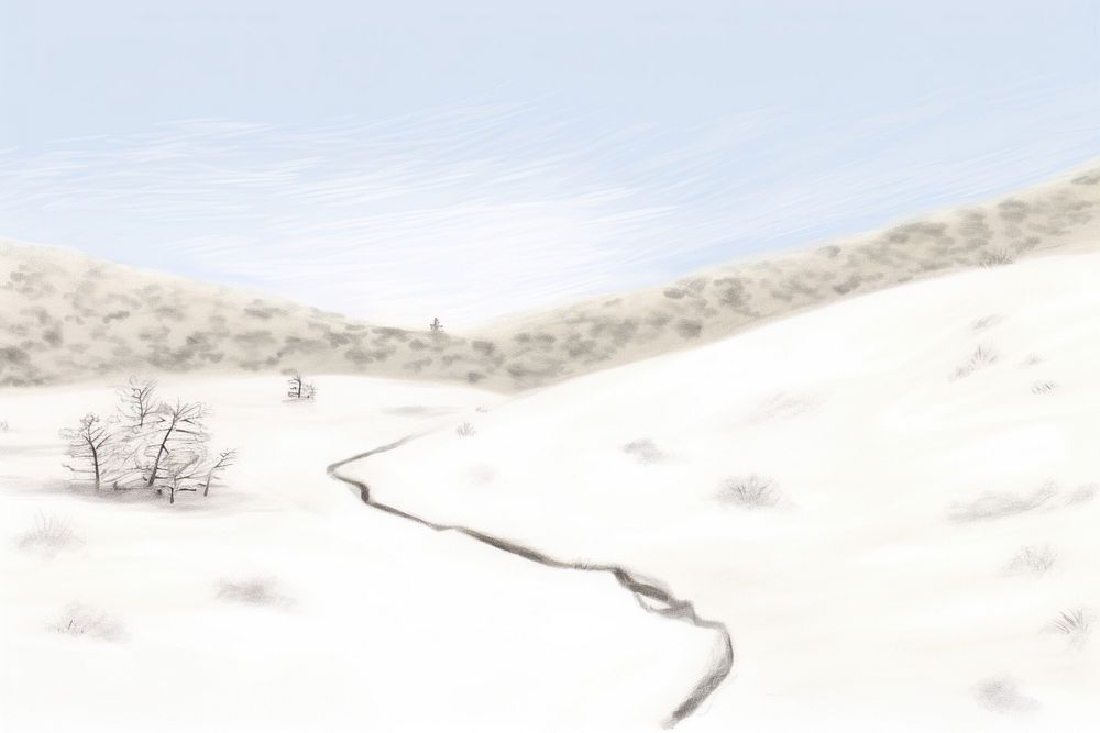 Landscape snow drawing outdoors nature. AI generated Image by rawpixel.