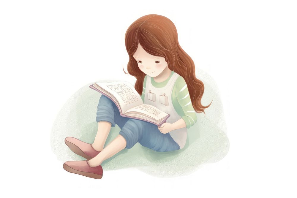 Little girl reading book. AI generated Image by rawpixel.