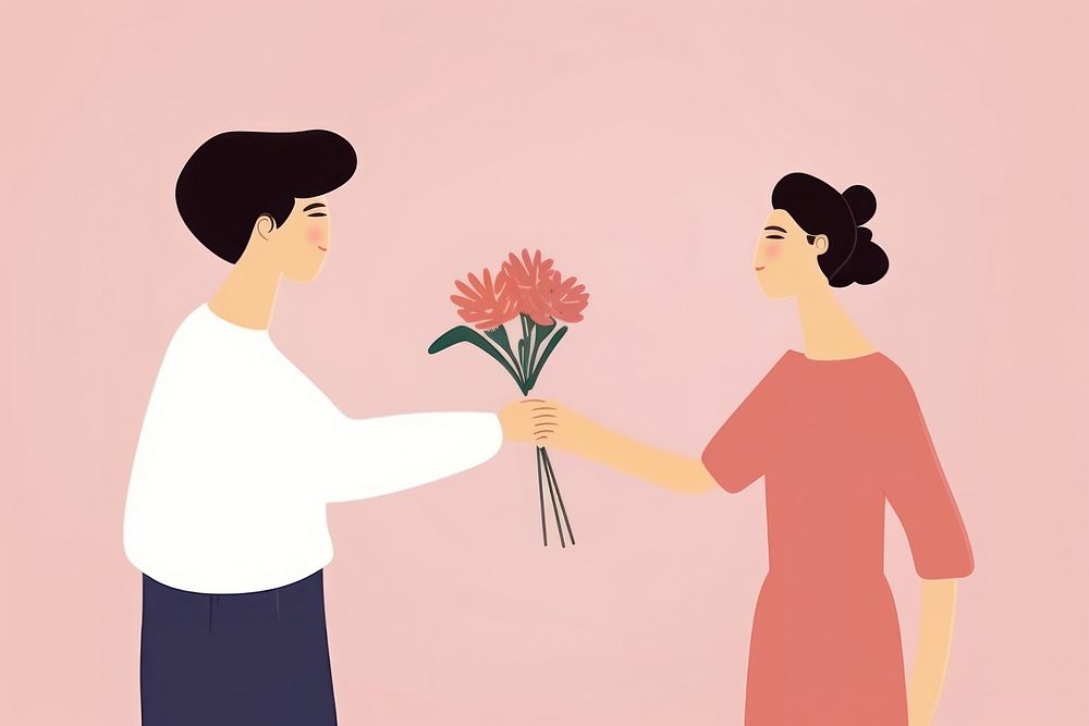Cartoon flower adult woman. AI generated Image by rawpixel.