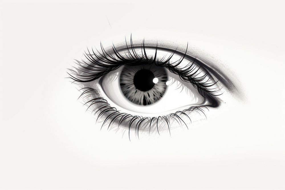 Eyelashes drawing sketch white. AI generated Image by rawpixel.