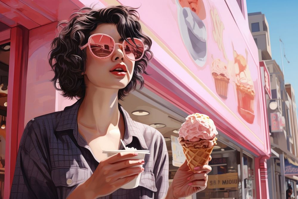 Woman eating icecream dessert adult food. AI generated Image by rawpixel.