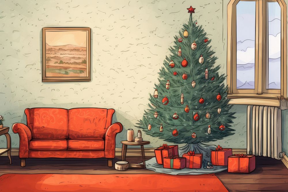 Christmas furniture room anticipation. AI generated Image by rawpixel.