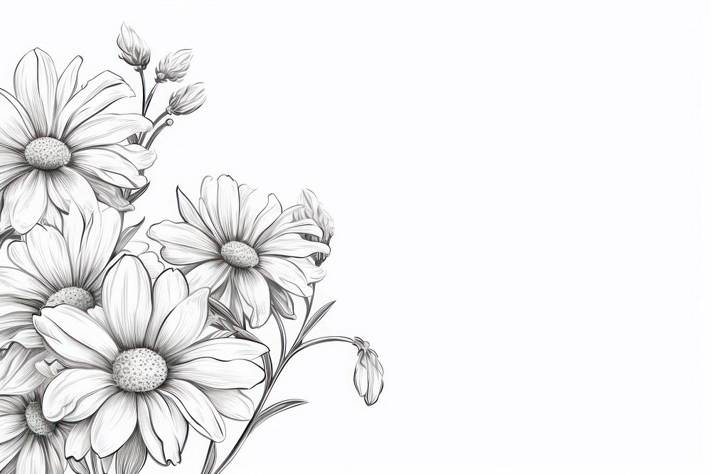 Daisy flower pattern drawing sketch. AI generated Image by rawpixel.