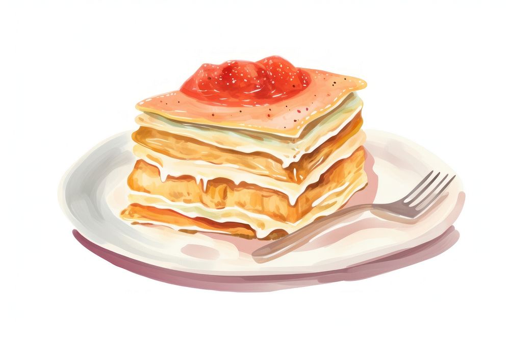 Lasagna plate food pancake. AI generated Image by rawpixel.
