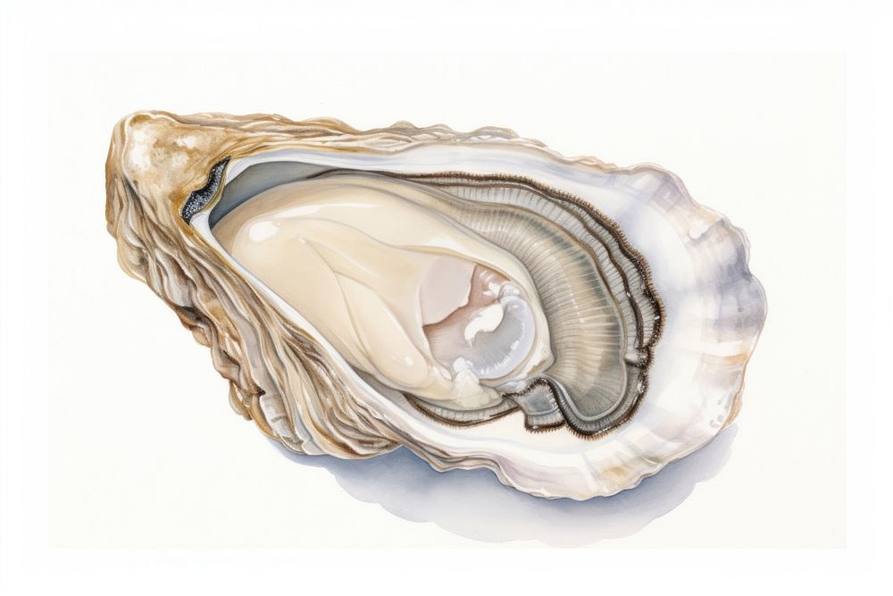 Oyster seafood drawing clam white background. AI generated Image by rawpixel.
