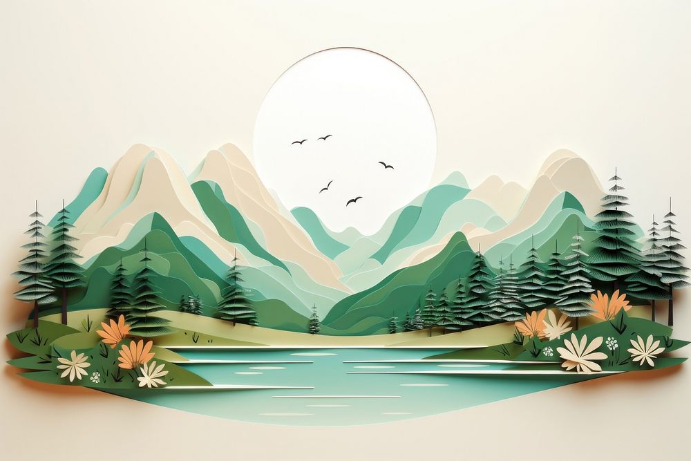Landscapes drawing nature sketch. AI generated Image by rawpixel.