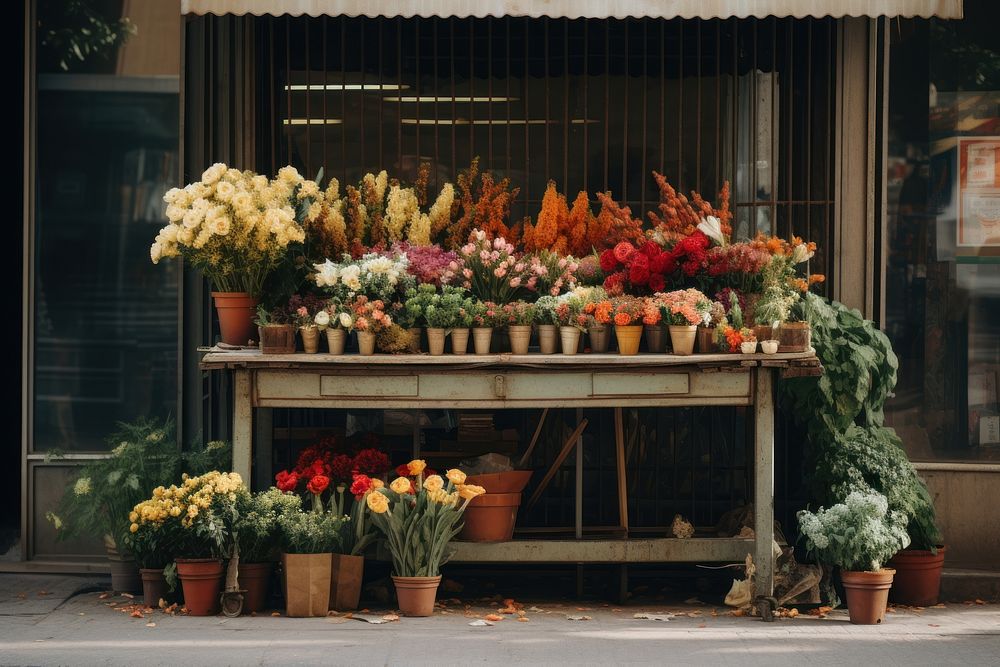 Flower stall plant architecture arrangement. AI generated Image by rawpixel.