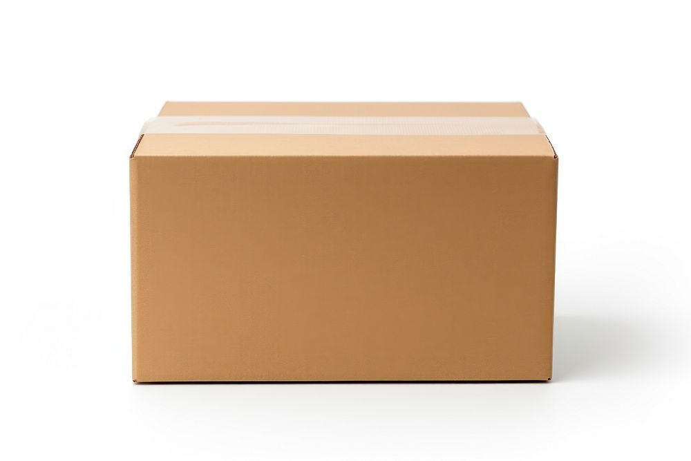 Cardboard box carton brown white background delivering container. AI generated Image by rawpixel.