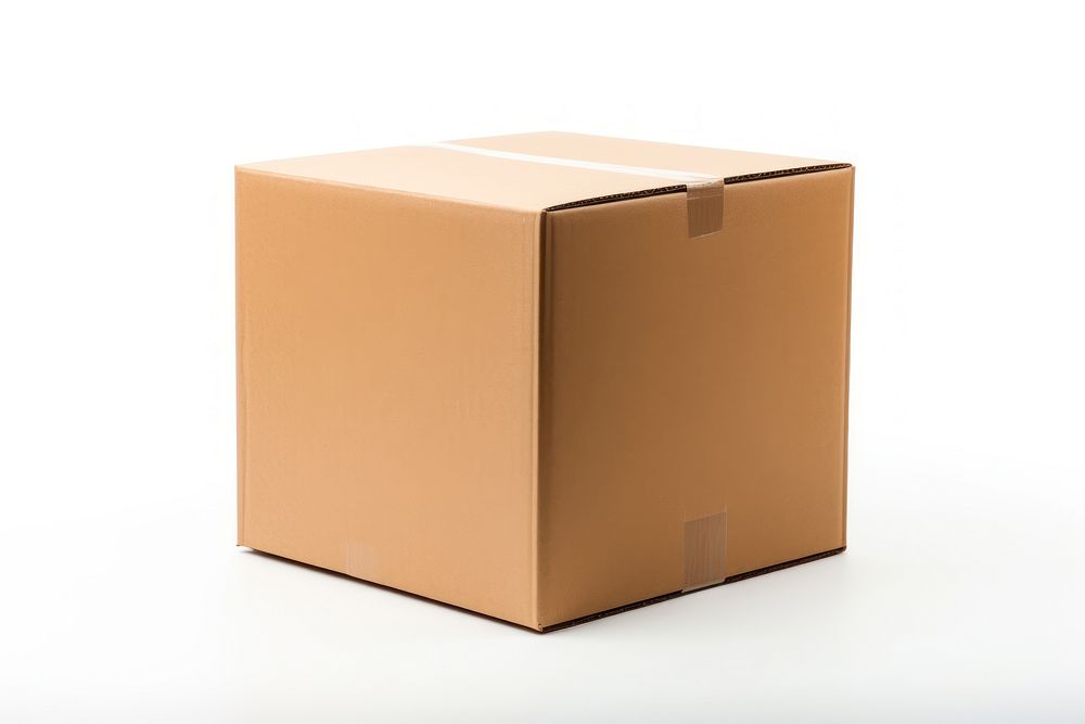 Cardboard box carton brown white background delivering container. AI generated Image by rawpixel.