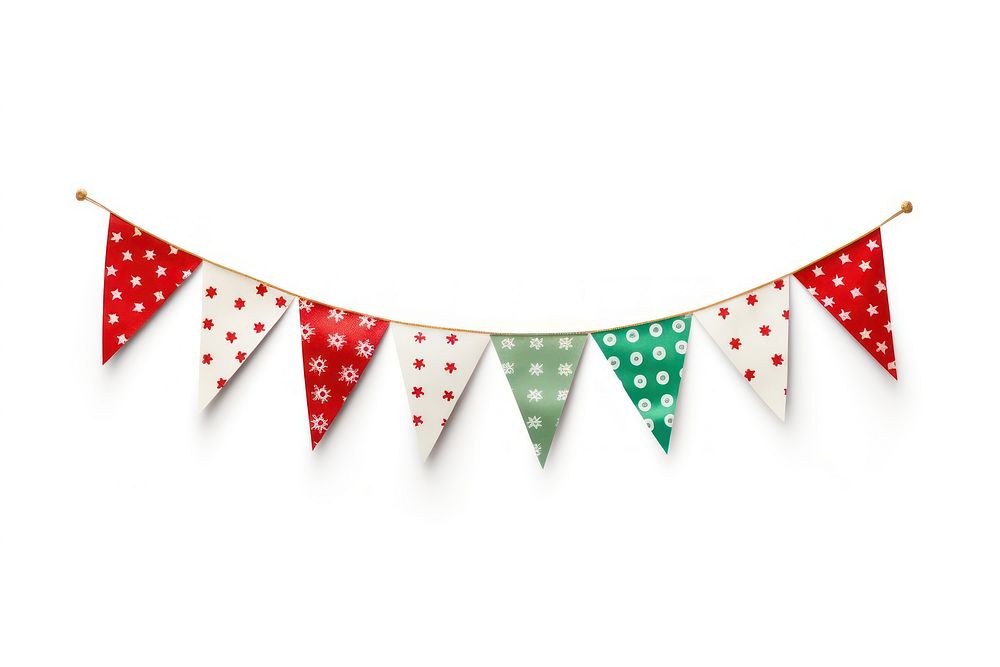 Christmas flags pattern white background clothesline. AI generated Image by rawpixel.