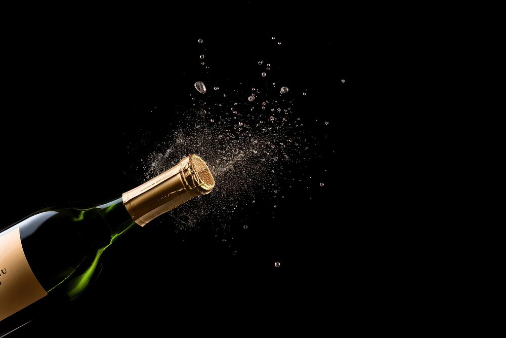 Champagne explosion bottle drink wine. AI generated Image by rawpixel.