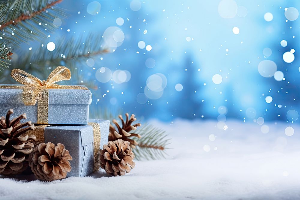 Christmas outdoors snow gift. AI generated Image by rawpixel.