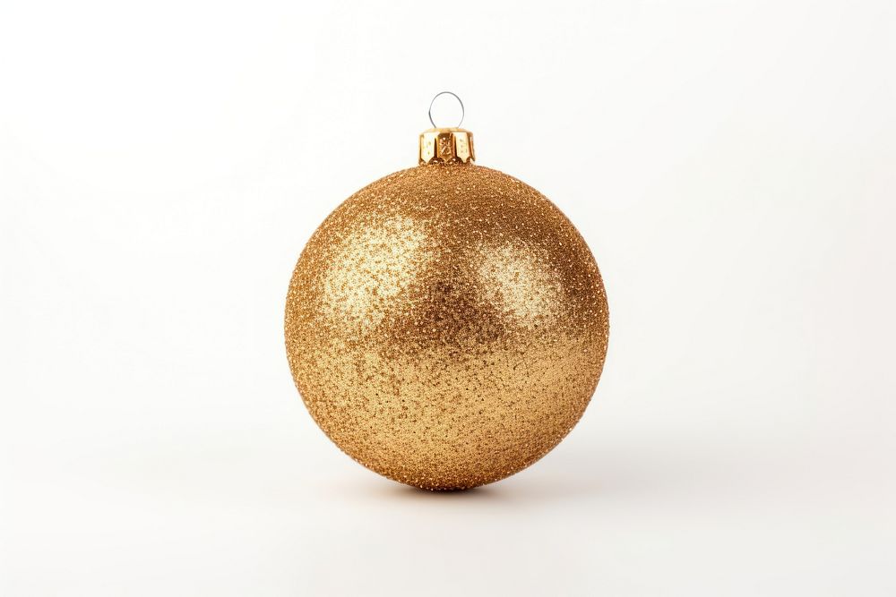 Christmas ball gold glitter white background celebration. AI generated Image by rawpixel.