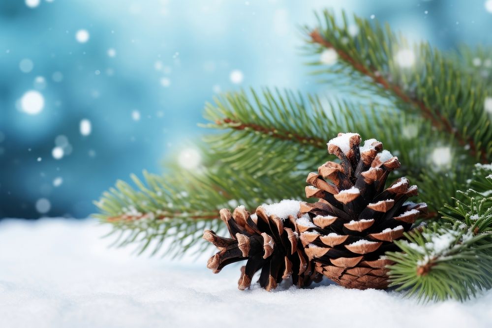 Snow pine fir christmas. AI generated Image by rawpixel.