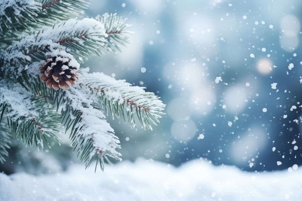 Christmas fir branch snow backgrounds outdoors. AI generated Image by rawpixel.