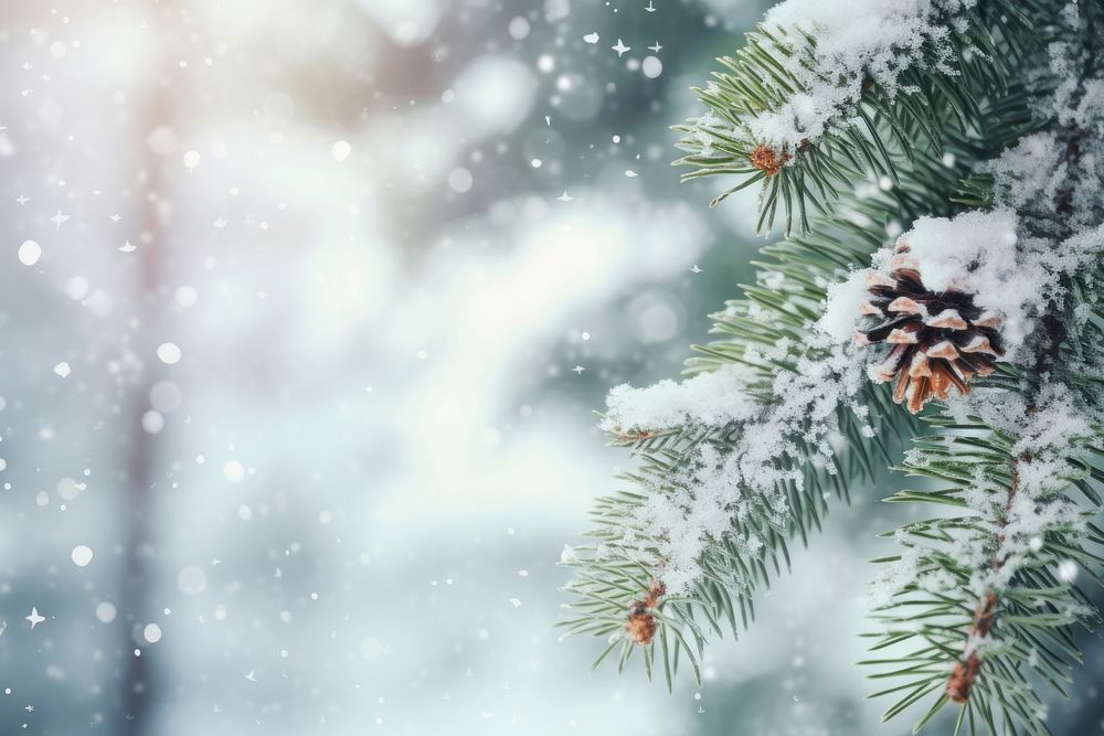 Christmas fir branch winter snow backgrounds. AI generated Image by rawpixel.