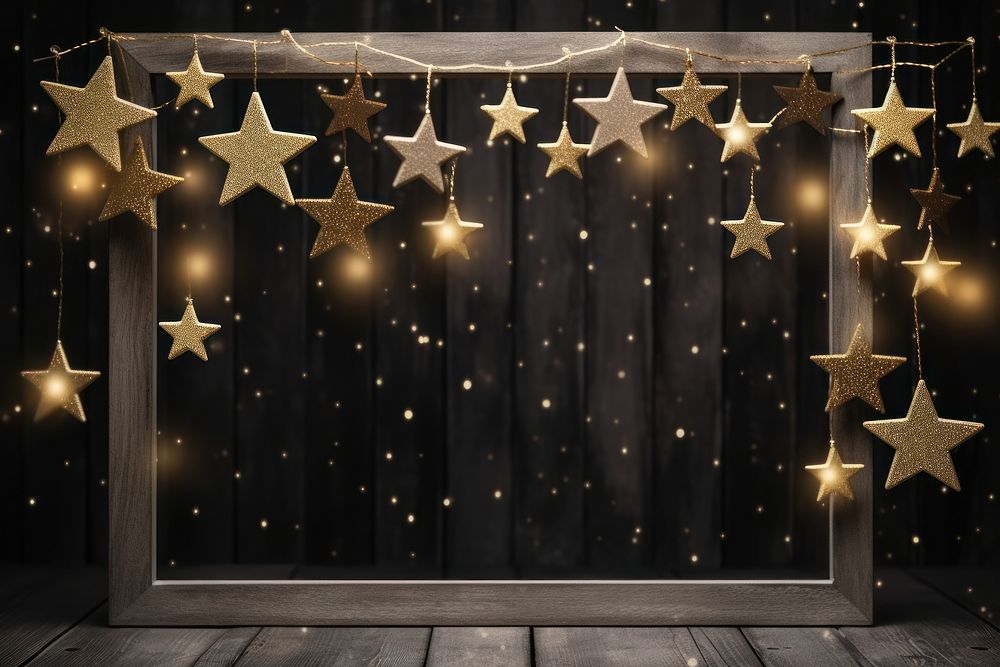 Gold star light hanging backgrounds christmas constellation. AI generated Image by rawpixel.