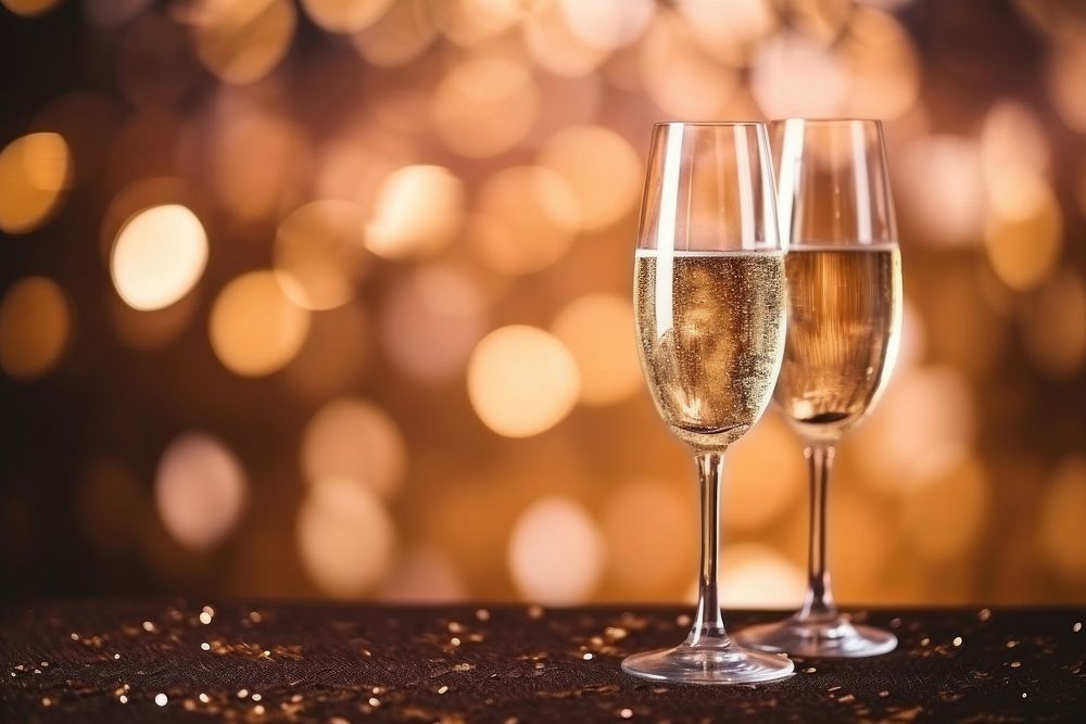 Champagne defocused glass drink. AI generated Image by rawpixel.