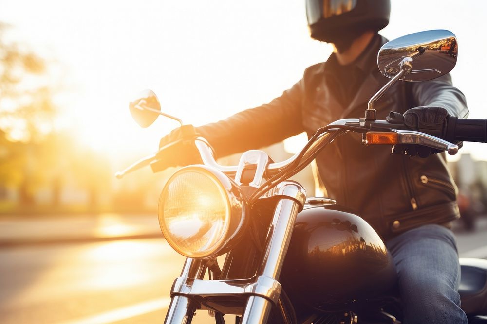 Male biker motorcycle sunlight vehicle. AI generated Image by rawpixel.